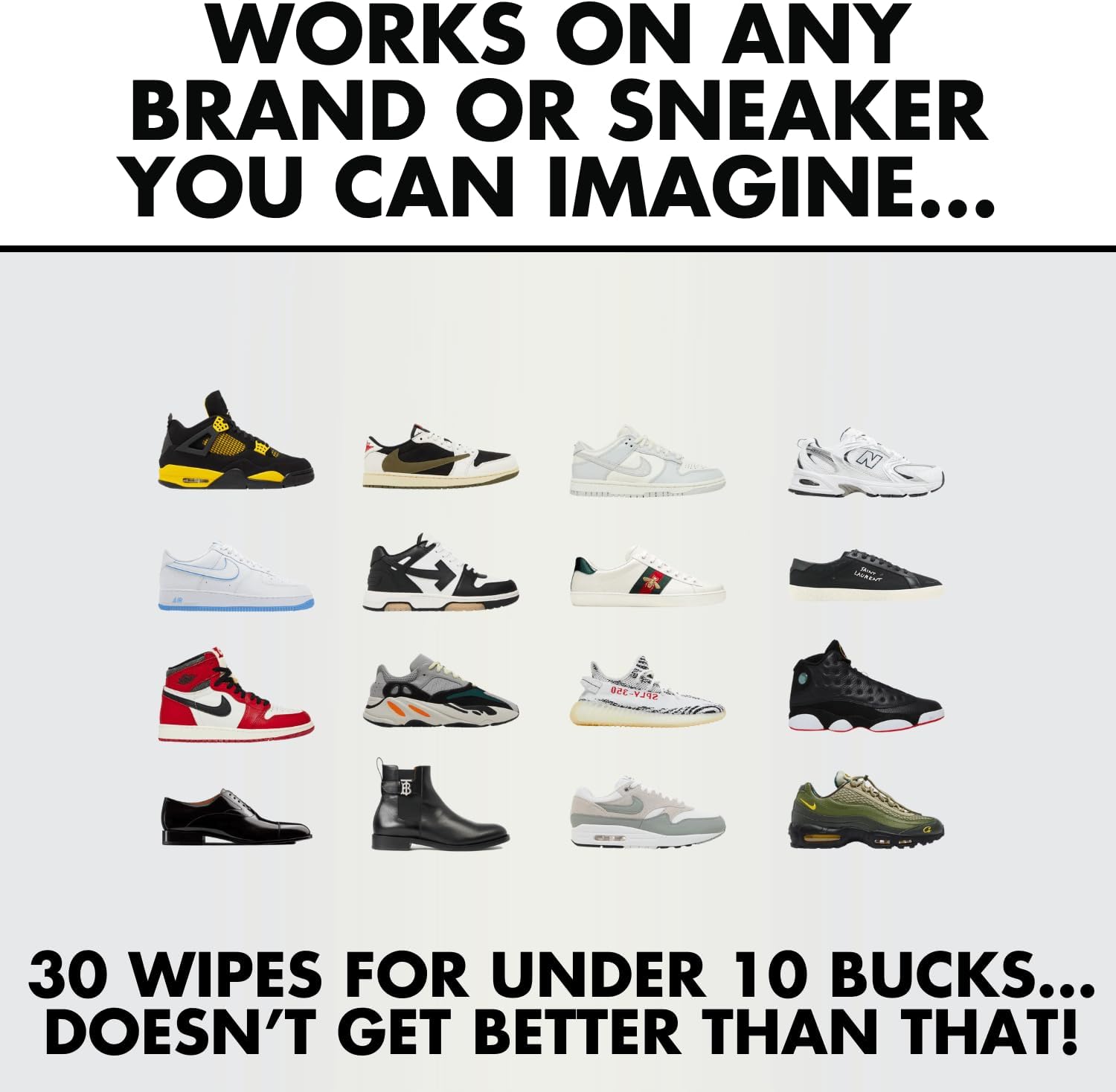 Three seals indicating trust, free shipping, and guarantee, with 'SNEAKERSOUL' written below.